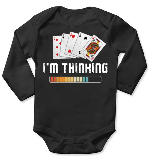 Poker Cards Vintage IM Thinking Long Sleeve Baby One-Piece
