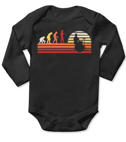 Retro Marching Band Drumming Snare Drum Long Sleeve Baby One-Piece