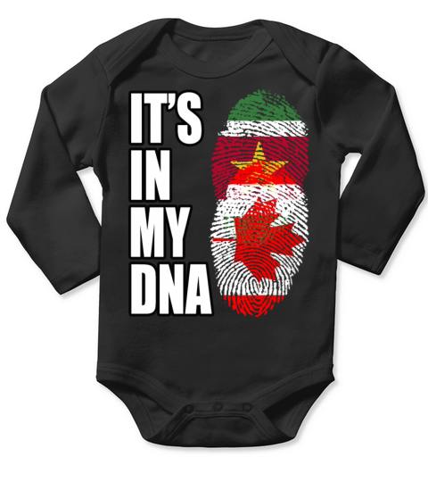 Surinamese And Canadian Vintage Heritage DNA Flag Long Sleeve Baby One-Piece