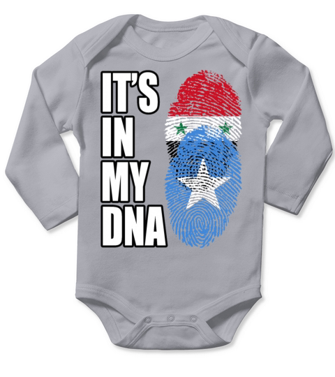 Syrian And Somali Vintage Heritage DNA Flag Long Sleeve Baby One-Piece