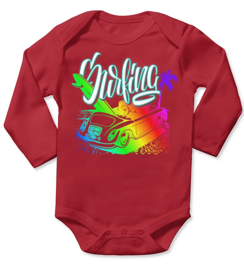 Tropical Beach Surf Surfing Surfer Ocean Design Long Sleeve Baby One-Piece