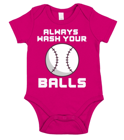 Always Wash Your Balls Baseball Humor Pitcher Play Short Sleeve Baby One-Piece