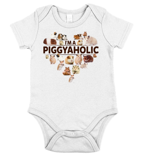 Im A Piggyaholic Guinea Pig Lovers Funny Heart Short Sleeve Baby One-Piece