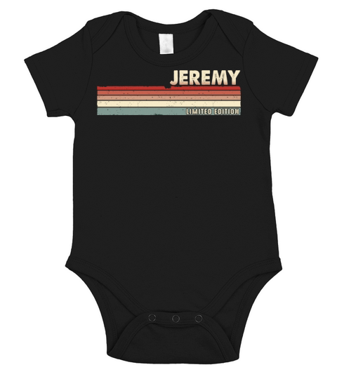 Jeremy Funny Retro Vintage Name surname 80s 90s Short Sleeve Baby One-Piece