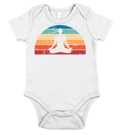 Retro Meditation Sunset Vintage Yoga Sunrise Short Sleeve Baby One-Piece