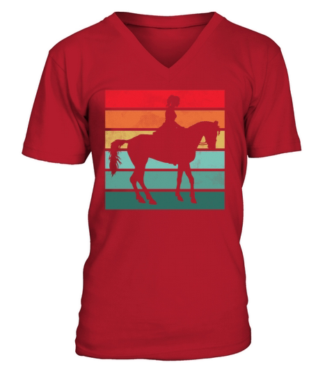 Girls Horse Riding Shirt Vintage Retro V-Neck T-shirt
