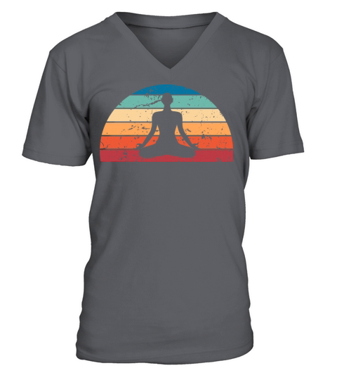 Retro Meditation Sunset Vintage Yoga Sunrise V-Neck T-shirt
