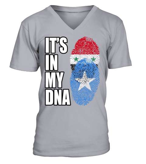 Syrian And Somali Vintage Heritage DNA Flag V-Neck T-shirt