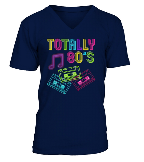 Totally 80s Neon Music V-Neck T-shirt