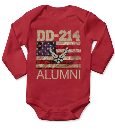 Air Force Alumni DD214 Vintage American Flag Long Sleeve Baby One-Piece