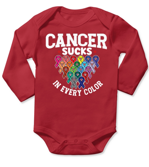 Cancer Sucks In Every Color Awareness Ribbons Long Sleeve Baby One-Piece