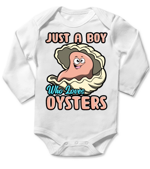 Just A Boy Who Loves Oysters Long Sleeve Baby One-Piece