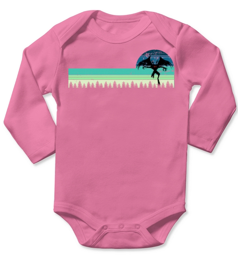 Mothman Retro Cryptid Vintage Distressed Sunset Long Sleeve Baby One-Piece