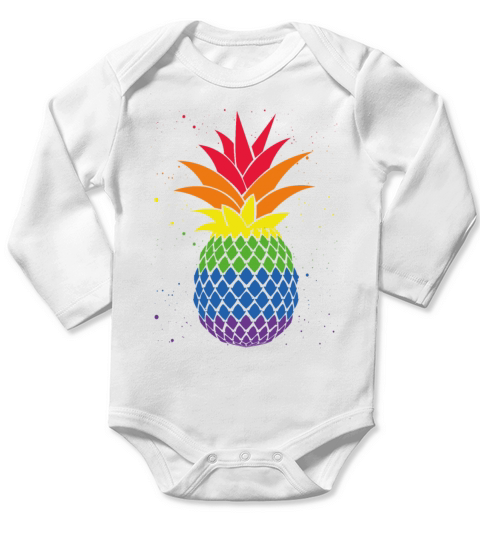Rainbow Pineapple Tropical Gay Lesbian Pride LGBTQ Long Sleeve Baby One-Piece