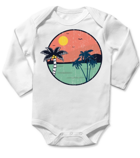 Retro Vintage Style Summer Beach Florida Long Sleeve Baby One-Piece