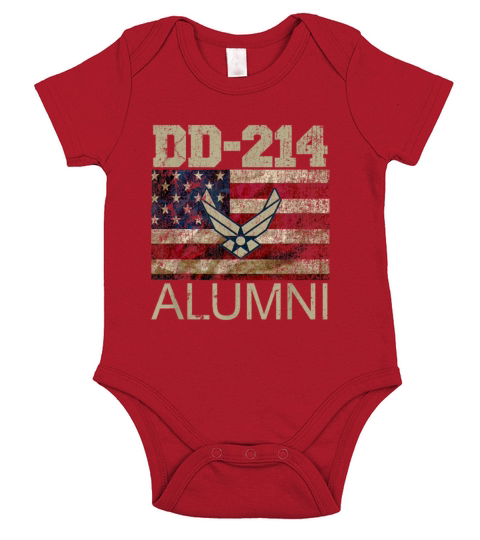 Air Force Alumni DD214 Vintage American Flag Short Sleeve Baby One-Piece