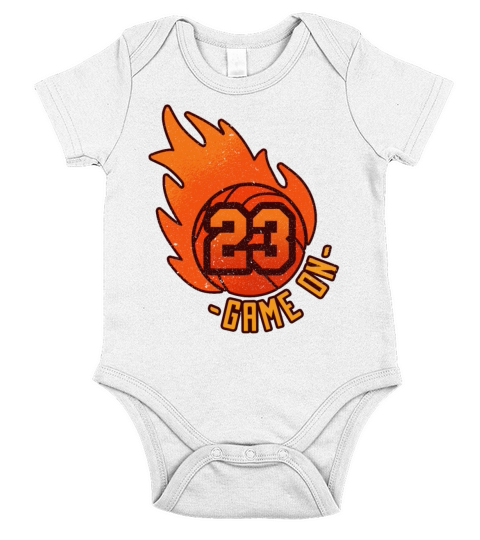 Athlete Ball Fire Game Sport Number 23 Basketball Short Sleeve Baby One-Piece