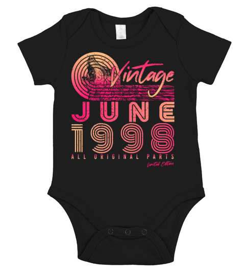 Birthday Greeting June 1998 Short Sleeve Baby One-Piece