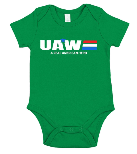 UAW United Automobile Workers a real american hero shirt Short Sleeve Baby One-Piece