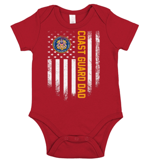 Vintage USA Proud Coast Guard Dad American Flag Patriotic T-Shirt Short Sleeve Baby One-Piece