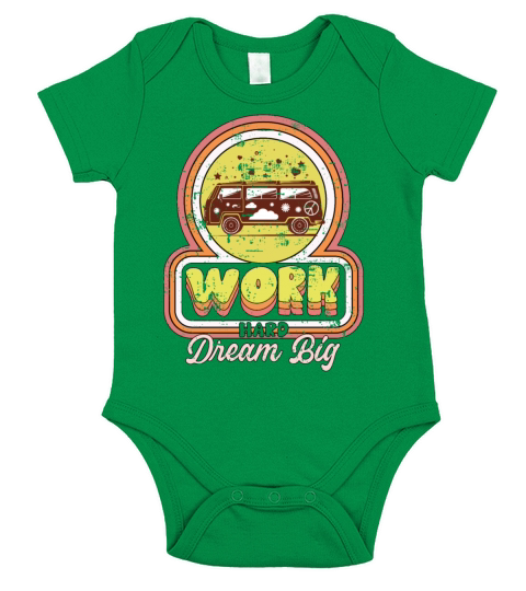Work Hard Dream Big Positive Message Motivational Short Sleeve Baby One-Piece