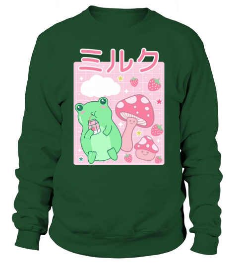 Kawaii Frog Japanese Cottagecore Mushroom Sweatshirt Unisex