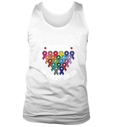 Cancer Sucks In Every Color Awareness Ribbons Tank Top Unisex