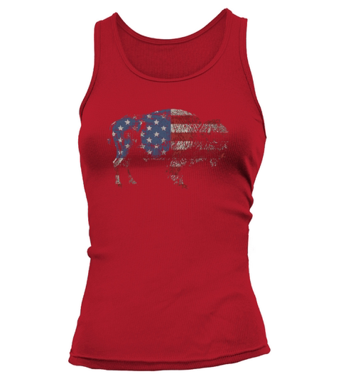 Vintage Retro Bison American Flag Buffalo Simple T-Shirt Tank top Woman