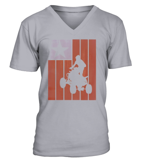 American USA Flag Quad Bike ATV Shirt Four Wheeler Brap Tee V-Neck T-shirt