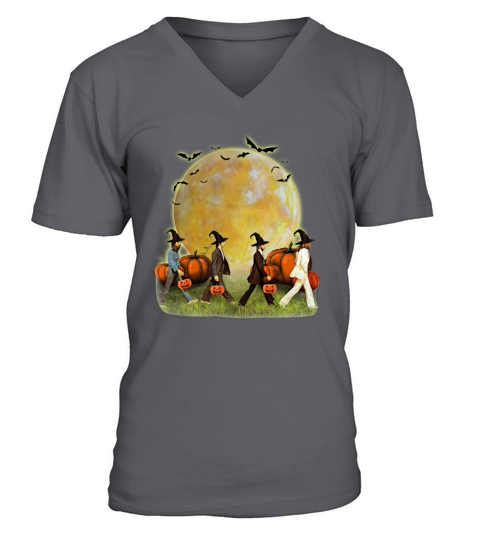 Halloween Moon Pumpkins The Beatles Abbey Road V-Neck T-shirt
