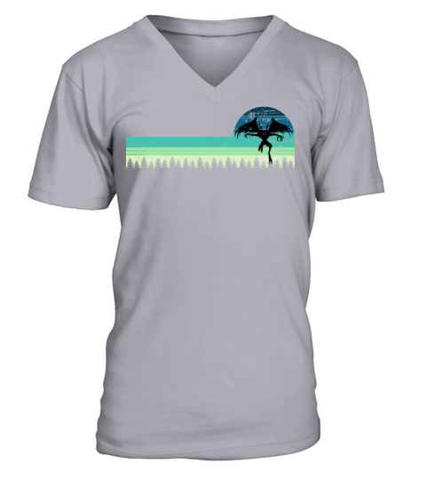 Mothman Retro Cryptid Vintage Distressed Sunset V-Neck T-shirt