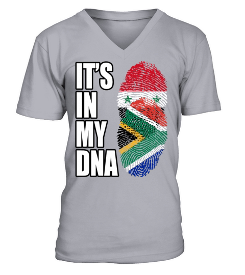 Syrian And South African Vintage Heritage DNA Flag V-Neck T-shirt