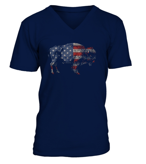 Vintage Retro Bison American Flag Buffalo Simple T-Shirt V-Neck T-shirt