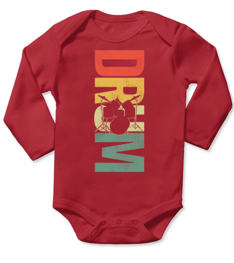 Drummer Drum Set Retro Vintage Long Sleeve Baby One-Piece