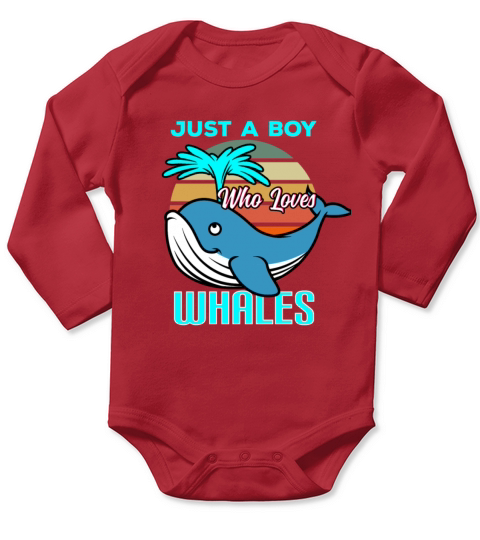 Just A Boy Who Loves Whales Long Sleeve Baby One-Piece