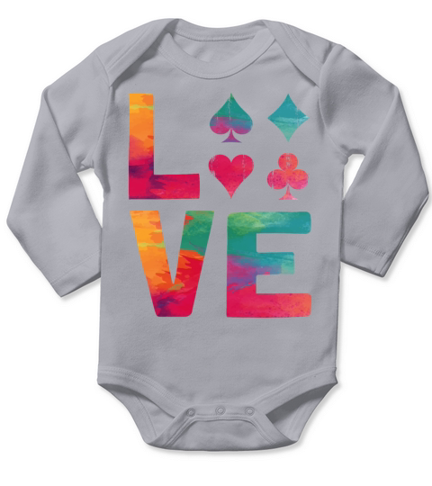 Poker Cards Watercolor Vintage Long Sleeve Baby One-Piece