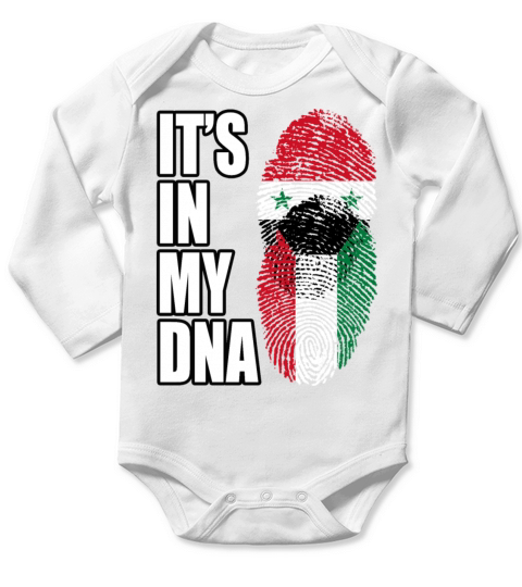 Syrian And Kuwaiti Vintage Heritage DNA Flag Long Sleeve Baby One-Piece