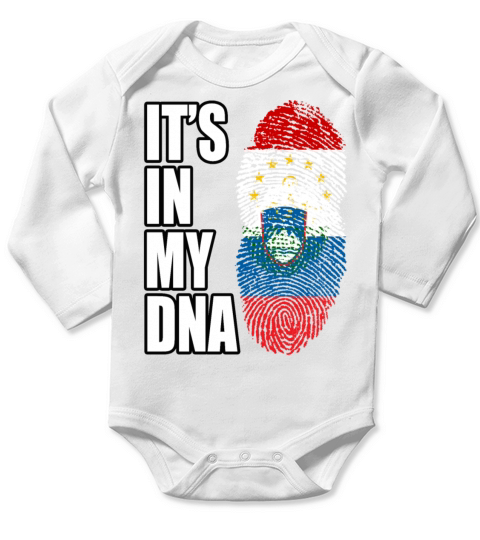 Tajikistani And Slovenian Vintage Heritage DNA Fla Long Sleeve Baby One-Piece