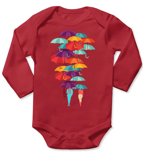 "Umbrellas" Illustration Graphic Art Design Long Sleeve Baby One-Piece