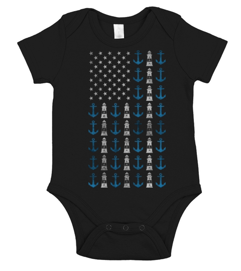 Boating American Flag 4th of July Anchor USA Short Sleeve Baby One-Piece
