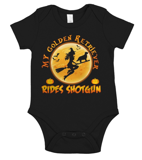 My Golden Retriever Rides Shotgun Halloween Short Sleeve Baby One-Piece
