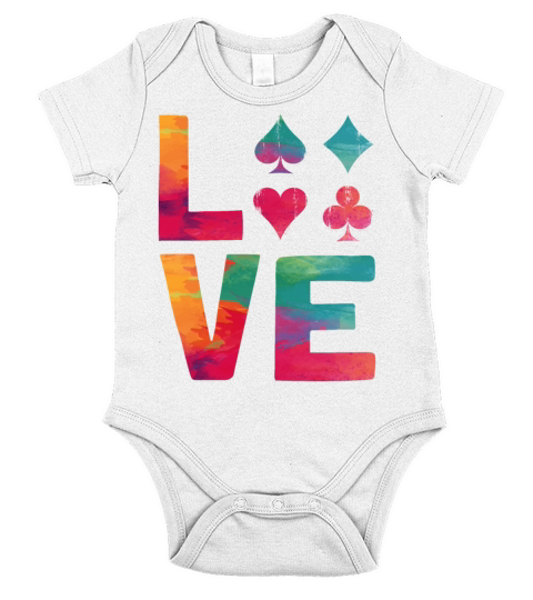 Poker Cards Watercolor Vintage Short Sleeve Baby One-Piece