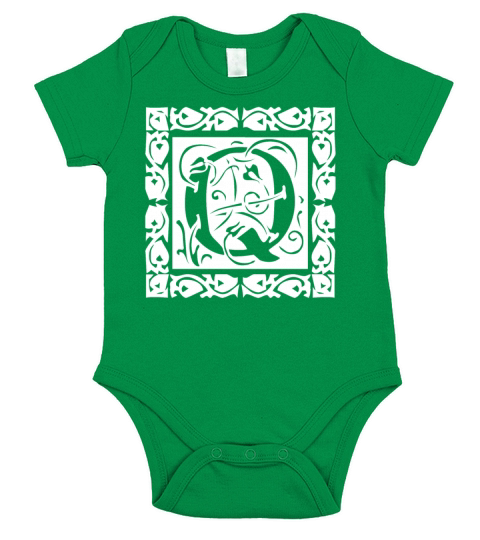 Q Capital Letter Initial Monogram Alphabet Name Short Sleeve Baby One-Piece