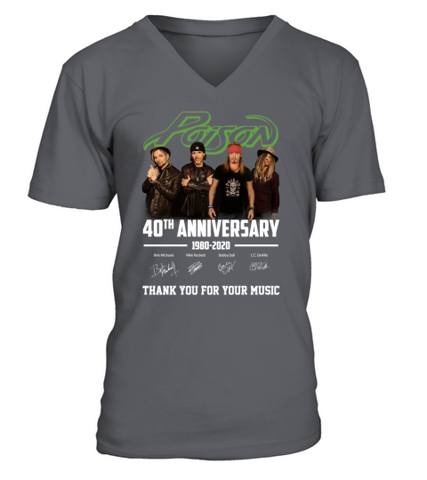 Poison 40th anniversary 1980-2020 thank you for your music shirt V-Neck T-shirt