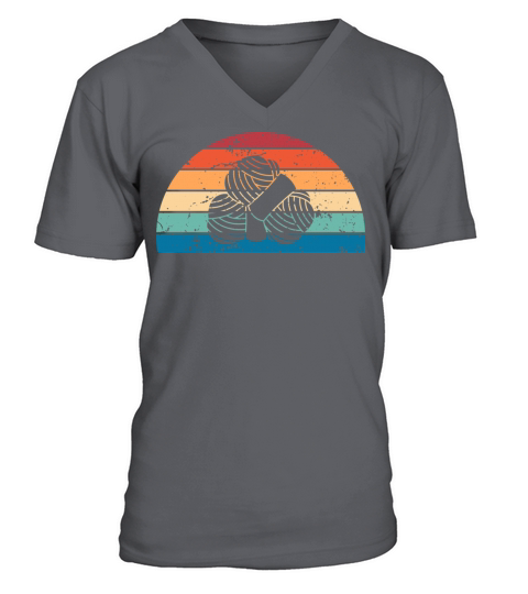 Retro Weaving Sunset Vintage knitting Sunrise V-Neck T-shirt