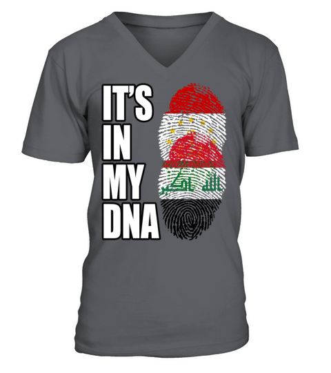 Tajikistani And Iraqi Vintage Heritage DNA Flag V-Neck T-shirt