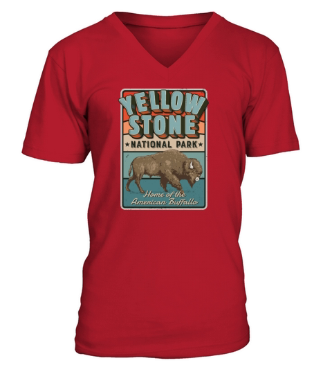 Yellowstone American Bison Vintage V-Neck T-shirt