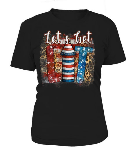 Vintage Lets Get Lit Funny 4th Of July Firework Women's T-Shirt