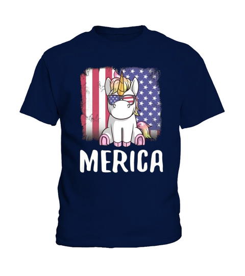Merica Unicorn Patriotic USA Flag Kids T-Shirt