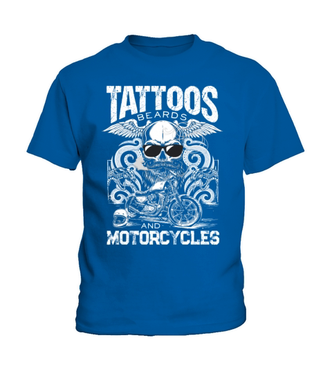 Tattoos Beards and Motorcycles Inked Bikers Men Kids T-Shirt